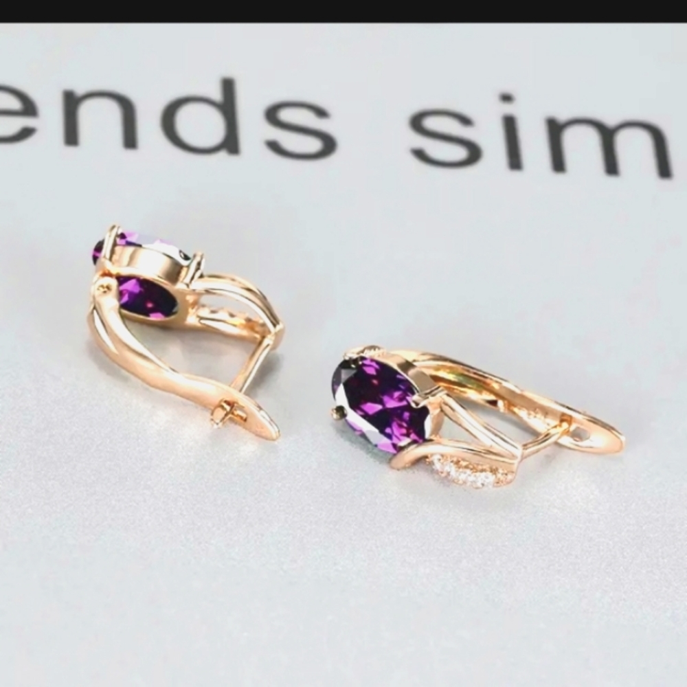 Simple Fashion Oval Cut Marble Zircon Earrings .Vintage Zircon .